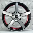 RIN 17X7 5-114.3 R1 SPORT 17CV3 BLACK MACHINE FACE INNER RED LINE ET40 CB73.1