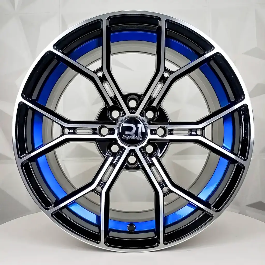 RIN 15X8 4-100/114.3 R1 SPORT DX755 BLACK MACHINE FACE BLUE UNDERCUT* ET0 CB73.1 