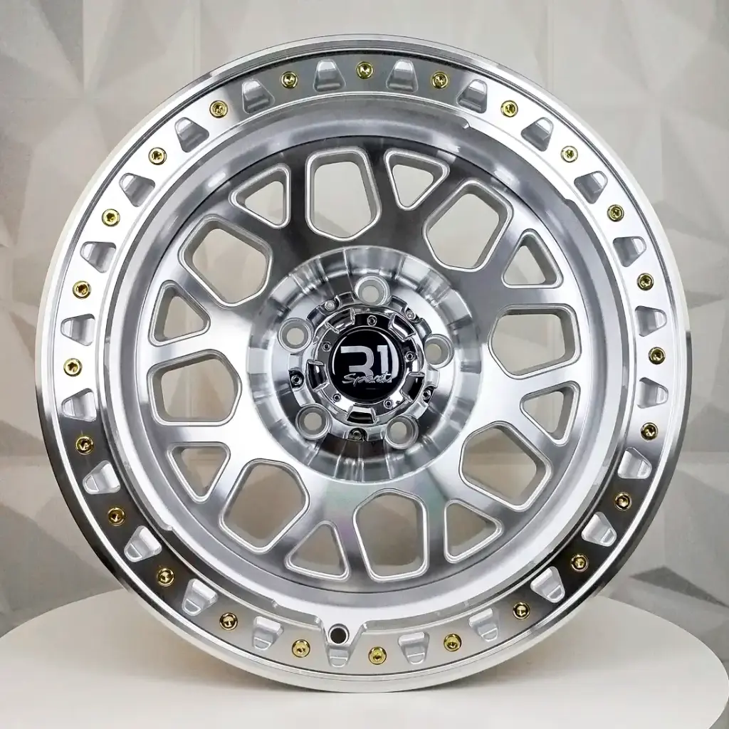 RIN 17X9 6-135 R1 SPORT DX130 SILVER MACHINE FACE MACHINE LIP GOLD RIVETS ET0 CB87.1 