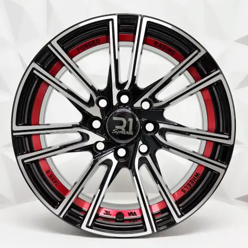 [148569] RIN 14X6 4-100/114.3 R1 SPORT RGW452 BLACK MACHINE FACE +RED UNDERCUT ET35 CB73.1 